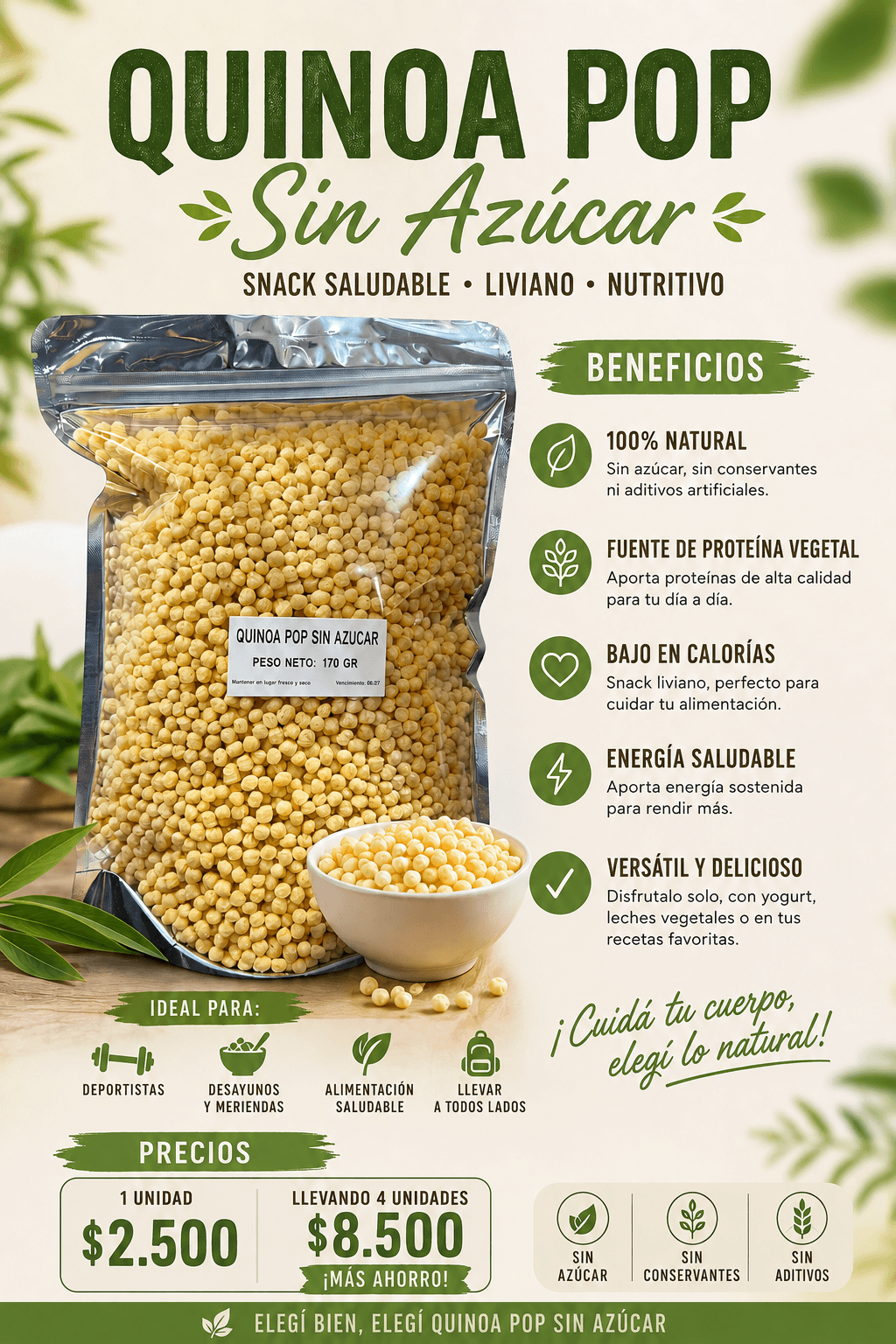 Quinoa Pop Sin Azúcar